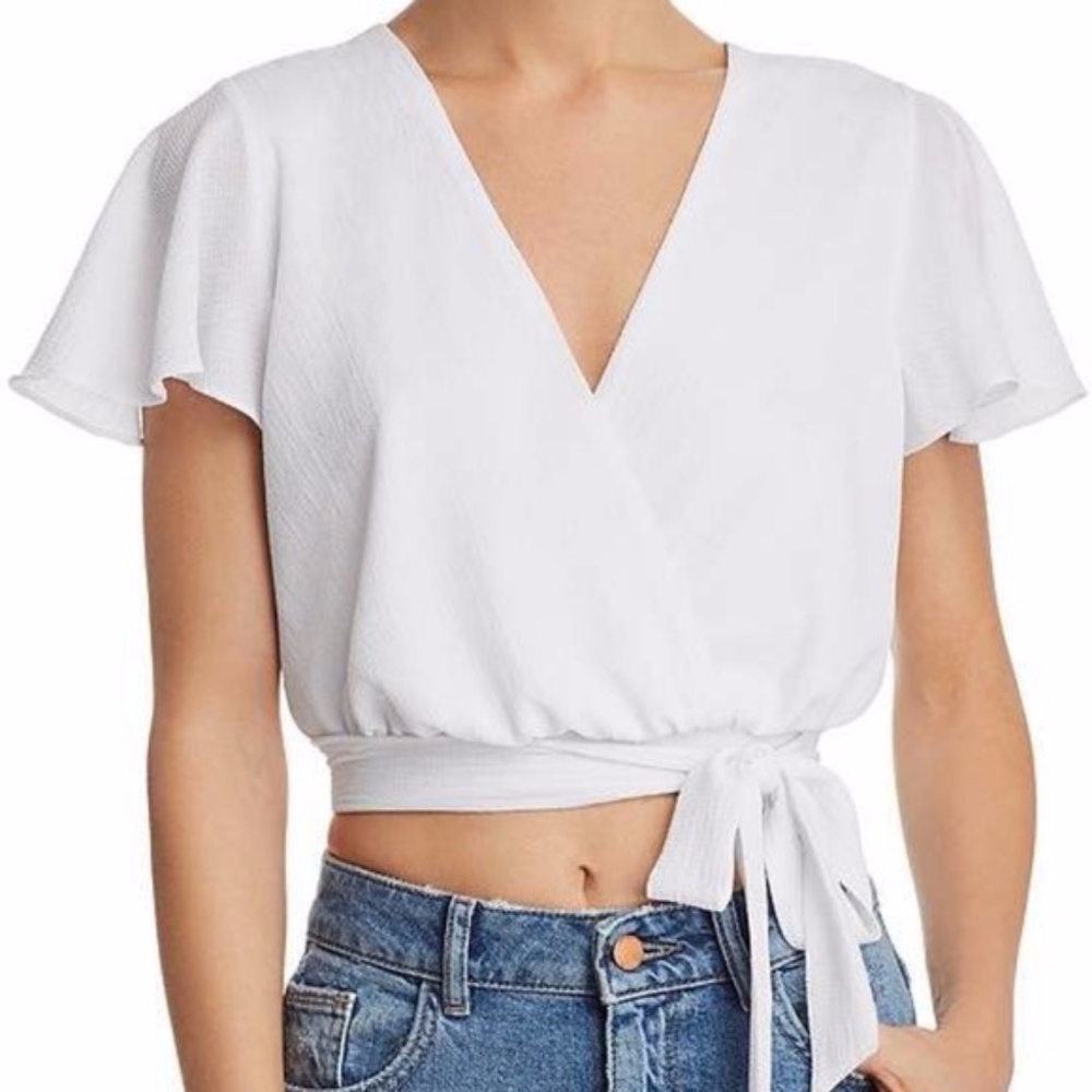 NWT Aqua Faux Wrap Top Blouse Ivory Size M